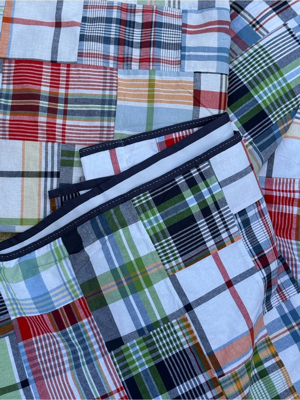 Pottery Barn Kids Plaid Patchwork Window Curtain Panels - Multicolor X4